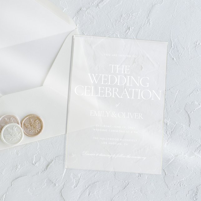 Invitations En Acrylique Elégant Luxueux Personalized White Text Mariage (Créateur téléchargé)