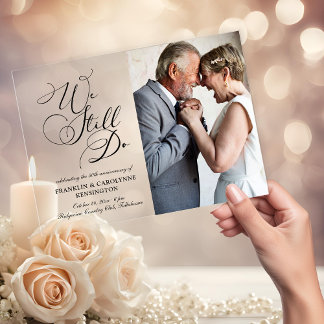 Invitations En Acrylique Elégant mariage Anniversaire Vow Renouveau