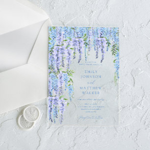 Invitations En Acrylique Elégant Mariage bleu bleu bleu bleu floral