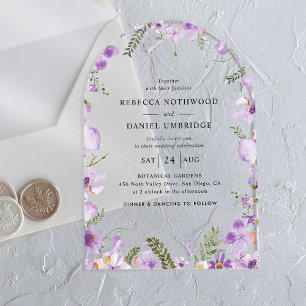 Invitations En Acrylique Élégant Mariage chic violet