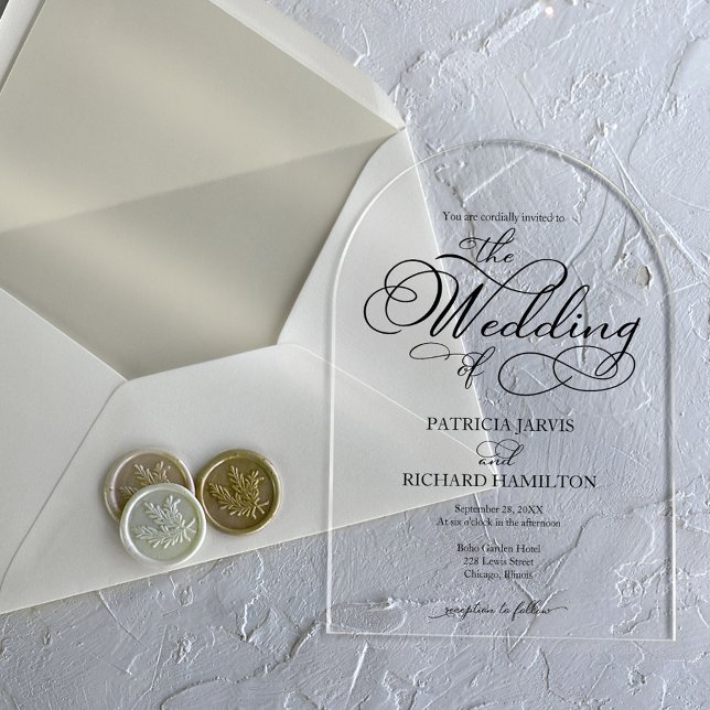 Invitations En Acrylique Élégant Mariage de calligraphie (Créateur téléchargé)