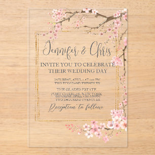 Invitations En Acrylique Élégant Mariage de fleurs de cerisier