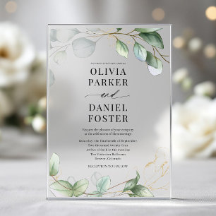 Invitations En Acrylique Elégant Mariage de verdure Eucalyptus