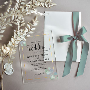 Invitations En Acrylique Élégant Mariage Eucalyptus Peint À La Main