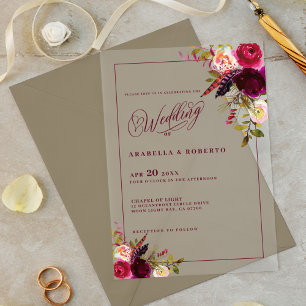 Invitations En Acrylique Élégant Mariage Floral Aquarelle Bohème