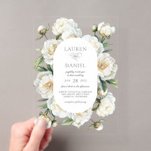Élégant Mariage Floral Aquarelle Pivoines Blanches