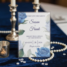 Élégant mariage floral aquarelle rose bleue