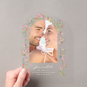 Invitations En Acrylique élégant mariage floral arche photo enregistrer not