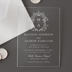 Invitations En Acrylique Élégant Mariage Floral Victorien de Style Chinois