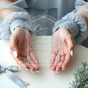 Invitations En Acrylique Elégant Mariage main-tiré Chic Bow & Ruban Arch