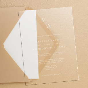 Invitations En Acrylique Élégant Mariage Monogramme moderne