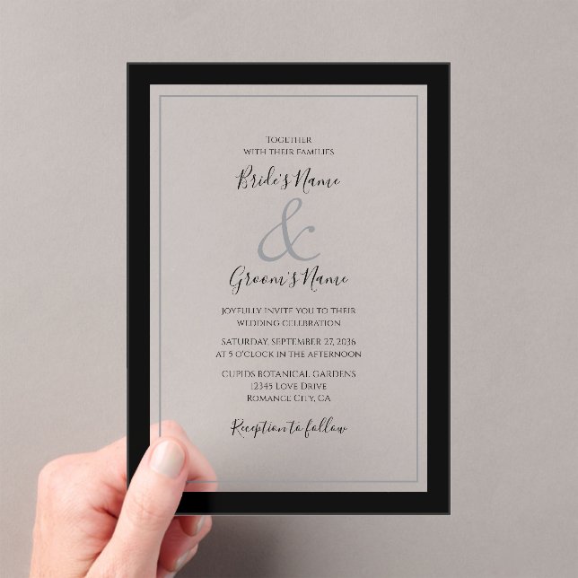 Invitations En Acrylique Élégant Mariage Monogramme transparent (In situ (ordinateur de poche))
