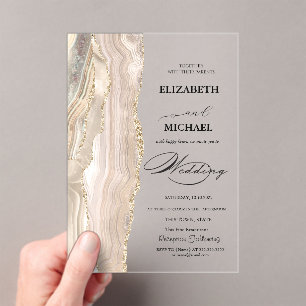 Invitations En Acrylique Élégant Mariage Script Pailleté Perle
