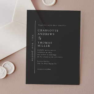 Invitations En Acrylique Élégant Mariage tendance gris foncé