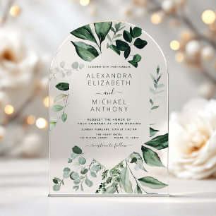 Invitations En Acrylique Élégant Mariage vert émeraude Eucalyptus Vert