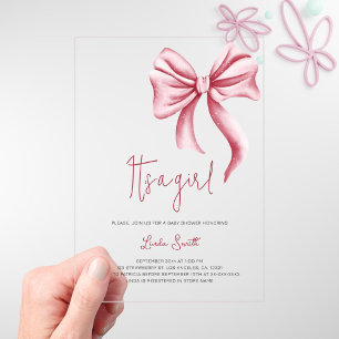 Invitations En Acrylique Élégant minimaliste Baby shower de fille de la cou