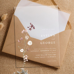 Invitations En Acrylique Élégant minimaliste Boho Mariage Floral