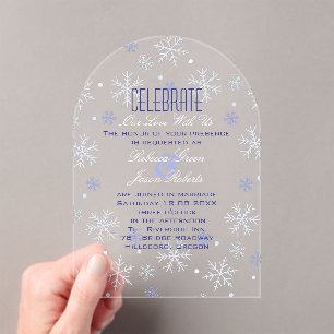 Invitations En Acrylique Élégant minimaliste Flèche de neige Bleue Mariage