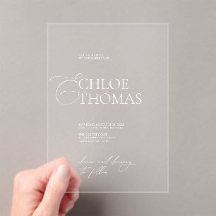 Invitations En Acrylique Élégant minimaliste Mariage de calligraphie