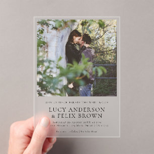 Invitations En Acrylique Élégant minimaliste   Modern Chic Mariage photo