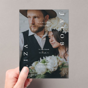 Invitations En Acrylique Élégant minimaliste moderne Type Mariage photo