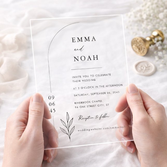 Invitations En Acrylique Elegant Modern Minimalist Arch Wedding (Créateur téléchargé)