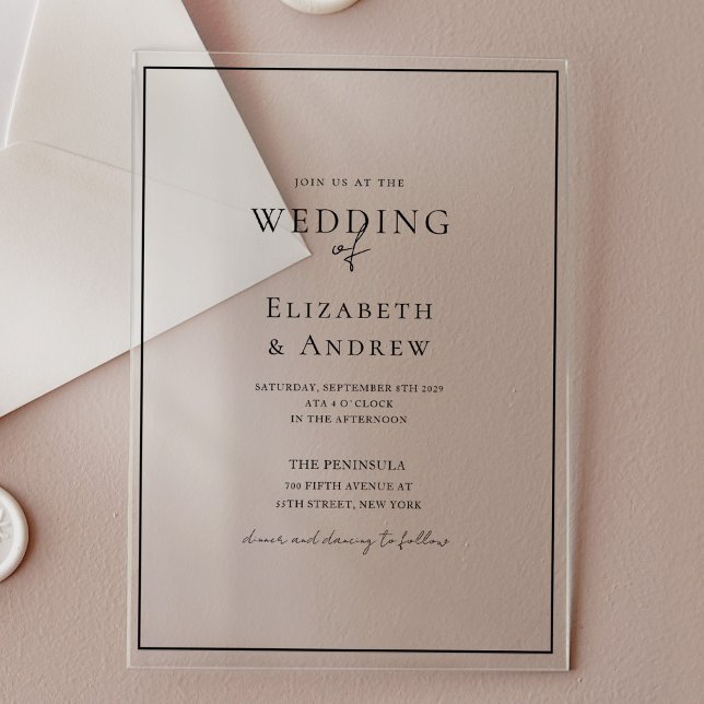 Invitations En Acrylique Élégant, moderne, écriture manuscrite, Mariage (Elegant, Modern, Handwriting, Wedding Acrylic Invitations)