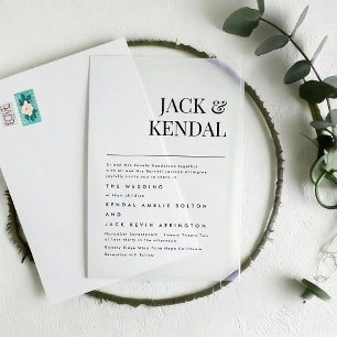 Invitations En Acrylique Élégant moderne   Mariage de noms modifiables