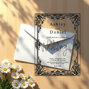 Invitations En Acrylique Élégant Noir Et Blanc Classique Mariage Formel