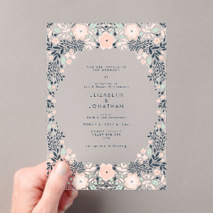 Invitations En Acrylique Élégant Pastel Floral Mariage