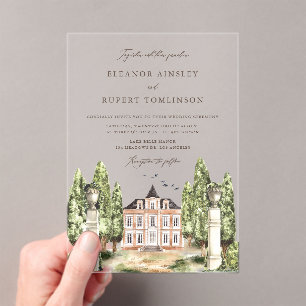 Invitations En Acrylique Elégant Peacock Feather Vintage Wedding