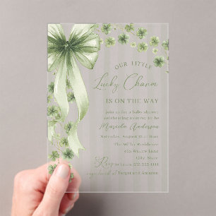 Invitations En Acrylique Élégant petit trèfle aquarelle bébé Saint-Patrick