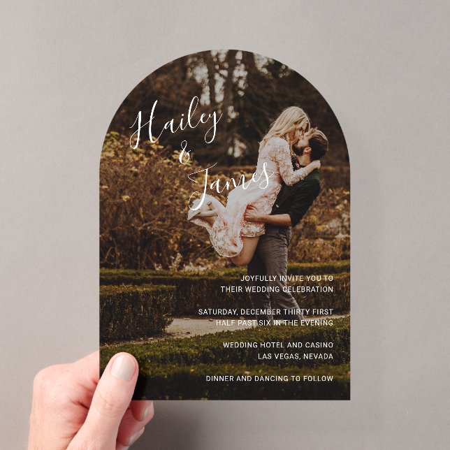 Invitations En Acrylique Élégant Photo Mariage moderne (In situ (ordinateur de poche))