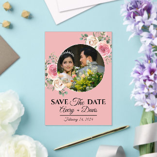 Invitations En Acrylique Elegant Pink Floral Fully Editable Save the Date