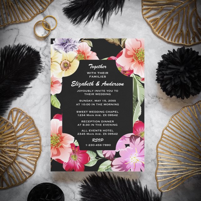 Invitations En Acrylique Elegant Pink Red Floral Watercolor Wedding         (Elegant Pink Red Floral Watercolor Wedding Acrylic Invitations is great for your wedding.)