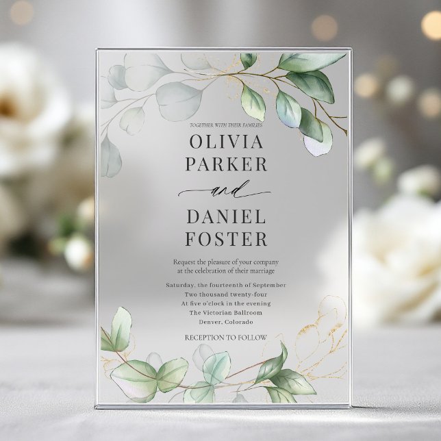 Invitations En Acrylique Elegant Rustic Eucalyptus Greenery Wedding (Créateur téléchargé)