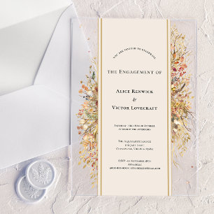 Invitations En Acrylique Elégant Rustic Fall Beige Engagement Party