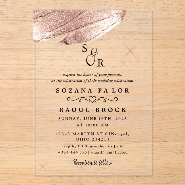Invitations En Acrylique Élégant Script Boho Simple Monogramme Mariage mode (Recto)