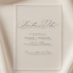 Invitations En Acrylique Élégant Script Mariage Minimaliste Enregistrer La