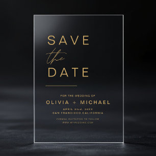 Invitations En Acrylique Élégant Script Minimaliste de Sauvegarde de Date e