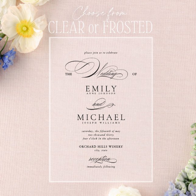 Invitations En Acrylique Élégant script moderne Mariage classique (Créateur téléchargé)