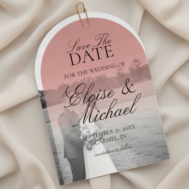 Invitations En Acrylique Élégant Script Red Mariage Gradient Enregistrer La (Invite guests to mark their calendars with this Elegant Script Gradient Wedding Acrylic Invitation!)