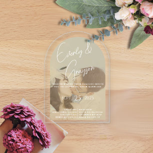 Invitations En Acrylique Élégant Simple Moderne Minimaliste Mariage photo