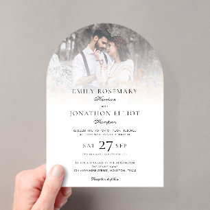 Invitations En Acrylique Élégant superposition photo Mariage officiel