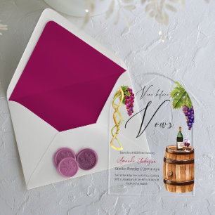 Invitations En Acrylique Élégant Vino avant Vows Winery Fête des mariées