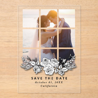 Invitations En Acrylique Elegant Window with Image Wedding Save the Date