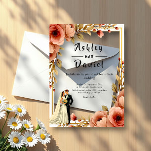 Invitations En Acrylique Elégante aquarelle Floral Romantique Couple Mariag