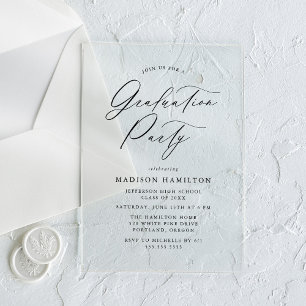Invitations En Acrylique Élégante Black Calligraphy Script Graduation Party