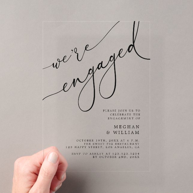 Invitations En Acrylique Élégante calligraphie Nous sommes engagés pour la  (In situ (ordinateur de poche))