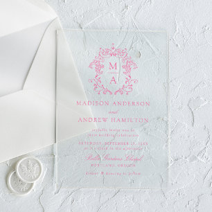 Invitations En Acrylique Élégante Chinoiserie rose Victorienne Floral Maria